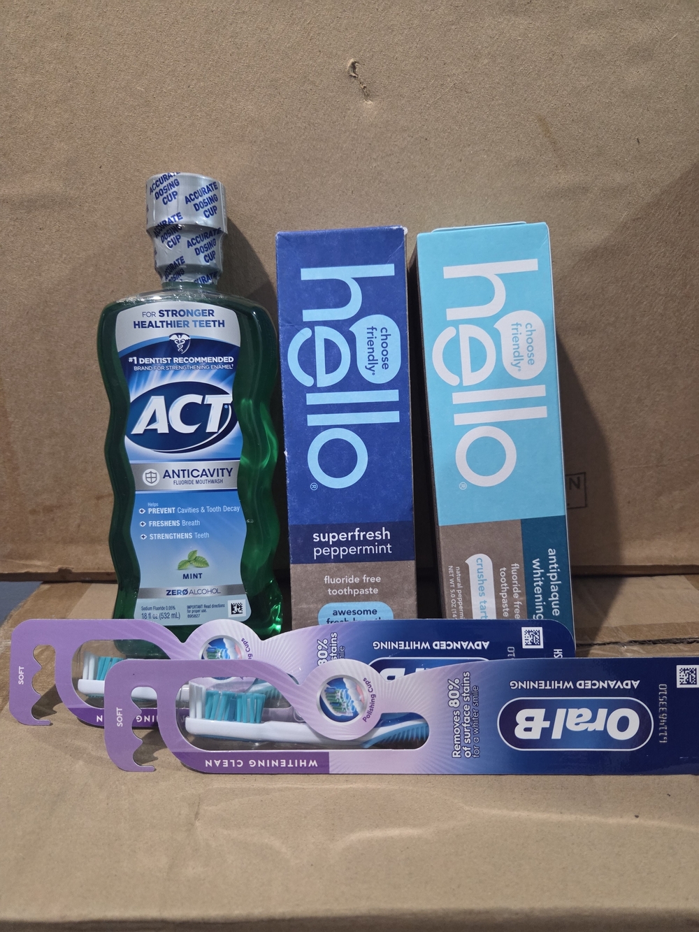 ACT Anticavity Mouthwash & Hello Toothpaste Bundle - Mint and Blue